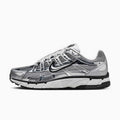 Womens nike p6000 metallic silver sneakers side view image.