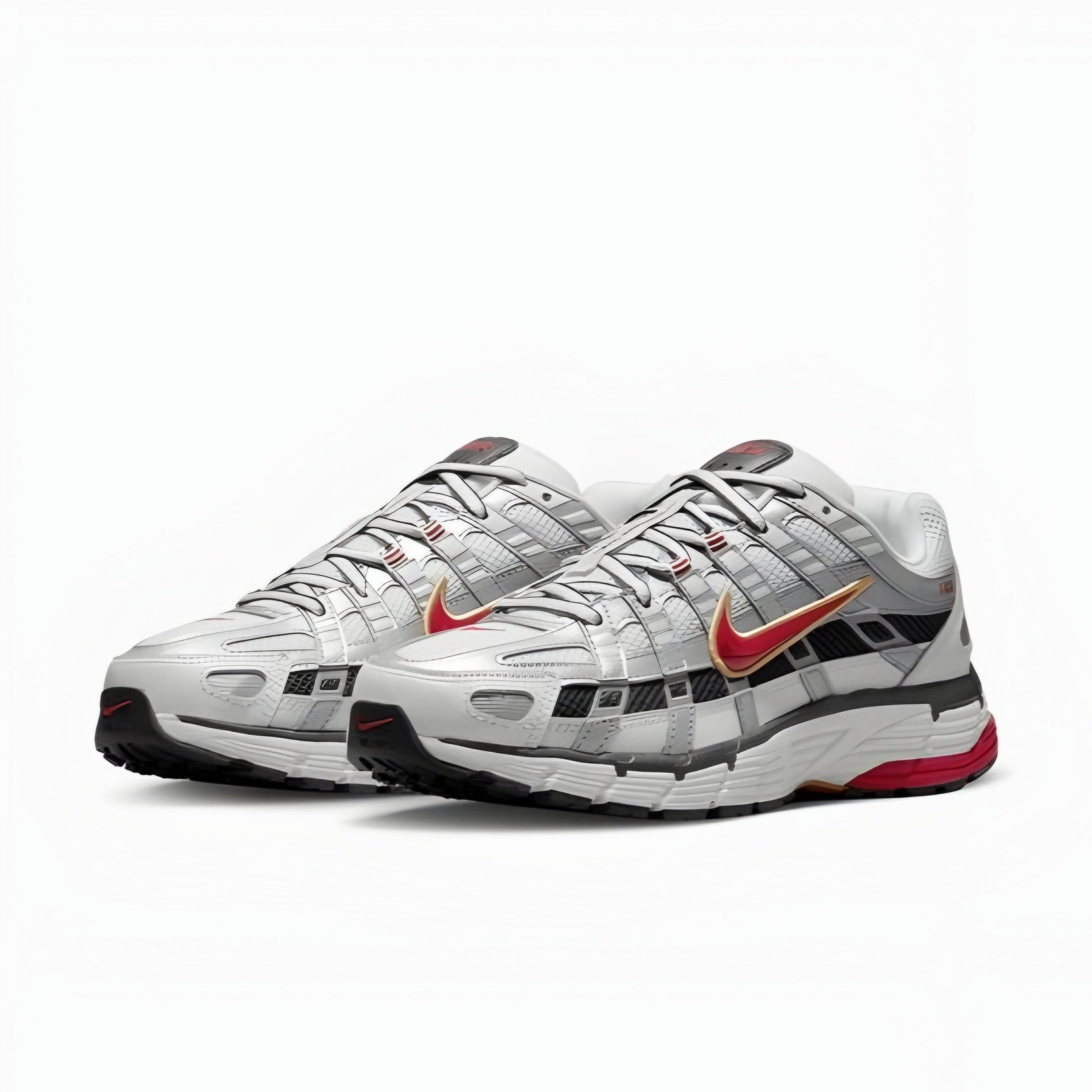 Nike P-6000 Metallic Platinum Varsity Red front view