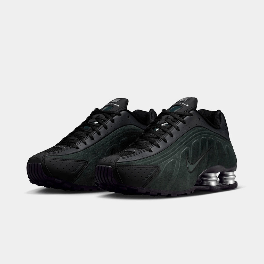 Nike Shox R4 Seaweed Green side view with iridescent print